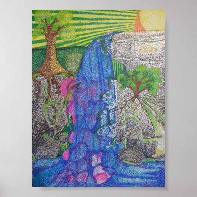 Affiches les coeurs qui descendent l'eau tombent (Devant)