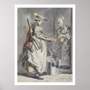 Affiches Les Cris de Londres : une laitière, vers 1759 (plu