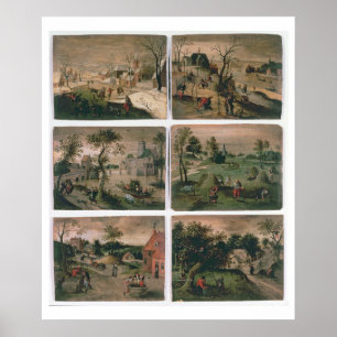 Affiches Les douze mois de l'année : janvier, février,