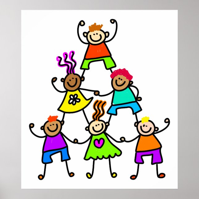 Affiches Les enfants de travail d'équipe (Devant)