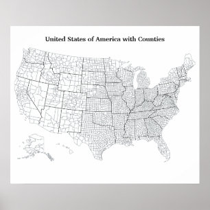 Affiches Les Etats-Unis avec le contour vide des comtés