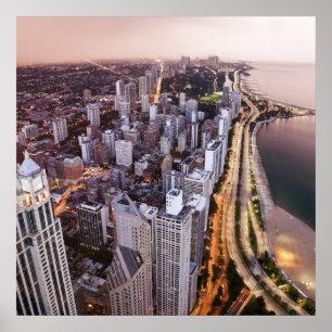 Affiches Les Etats-Unis, l'Illinois, Chicago, vue aérienne