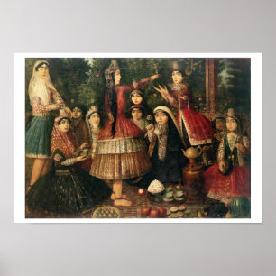 Affiches Les femmes et les enfants dans un jardin, 19ème