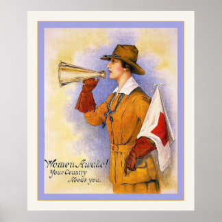 Affiches Les femmes se réveillent !~ Vintage Guerre Mondial