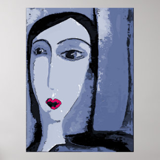 Affiches Les filles face en gris Abstrait
