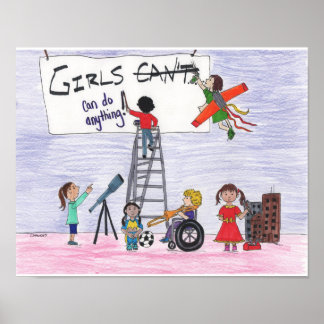 Affiches Les Filles Peuvent Faire N'Importe Quoi ! 35,6 cm 