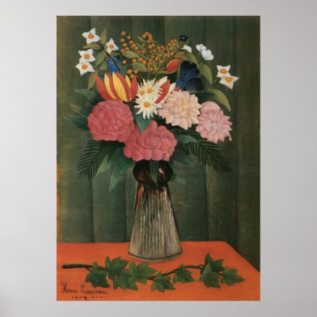 Affiches Les fleurs d'Henri Rousseau dans un vase (1909) (Devant)
