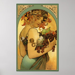 Affiches Les fruits d'Alphonse Mucha peints sans frontière