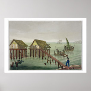 Affiches Les habitations de la tribu de Papu, Rawak,
