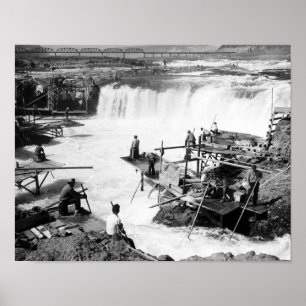 Affiches Les hommes pêchant chez Celilo tombe photographie