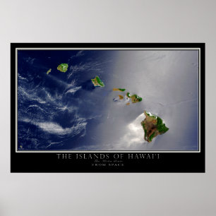 Affiches Les îles d'Hawaii de l'espace Carte satellite