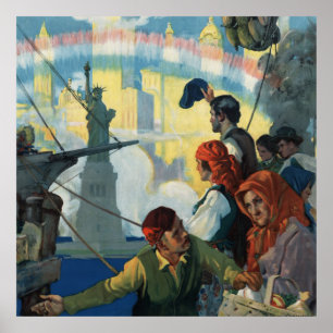 Affiches Les immigrants et la statue de la liberté