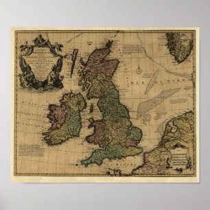 Affiches Les Isles Binsonorisés, 1700's Map - Customisé