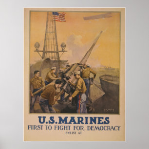 Affiches Les Marines des États-Unis - Le premier à combattr