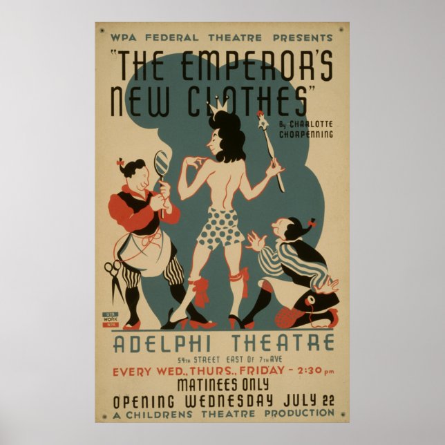 Affiches Les nouveaux vêtements de l'empereur Théâtre WPA V (Devant)