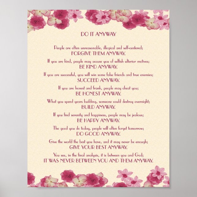 Affiches Les Pétales Roses Le Font De Toute Façon (Devant)