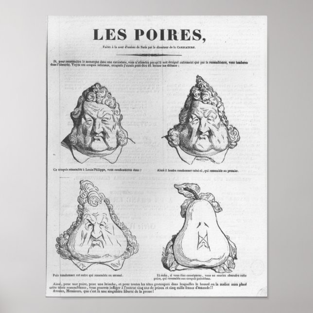 Affiches Les Poires, caricature du roi Louis-Philippe (Devant)