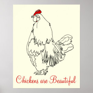 Affiches Les poules sont de beaux coqs drôles Art Dessin