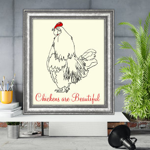 Affiches Les poules sont un joli coq drôle - Dessin artisti