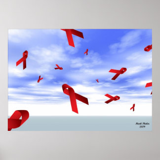 Affiches Les rubans SIDA flottent dans le ciel