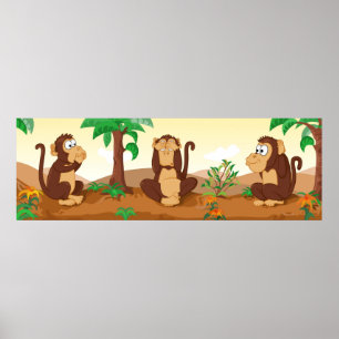 Affiches Les singes sages - panorama