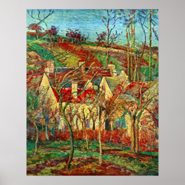Affiches Les toits rouges de Camille Pissarro (Devant)