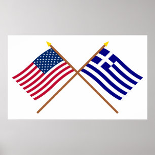 Affiches Les USA et drapeaux croisés par Grèce