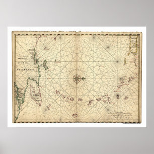 Affiches Lesser Antilles Map 1650