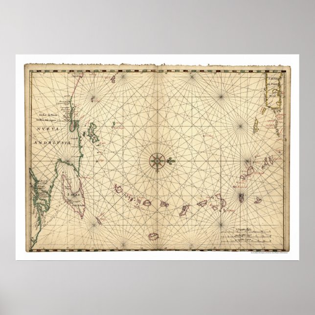 Affiches Lesser Antilles Map 1650 (Devant)