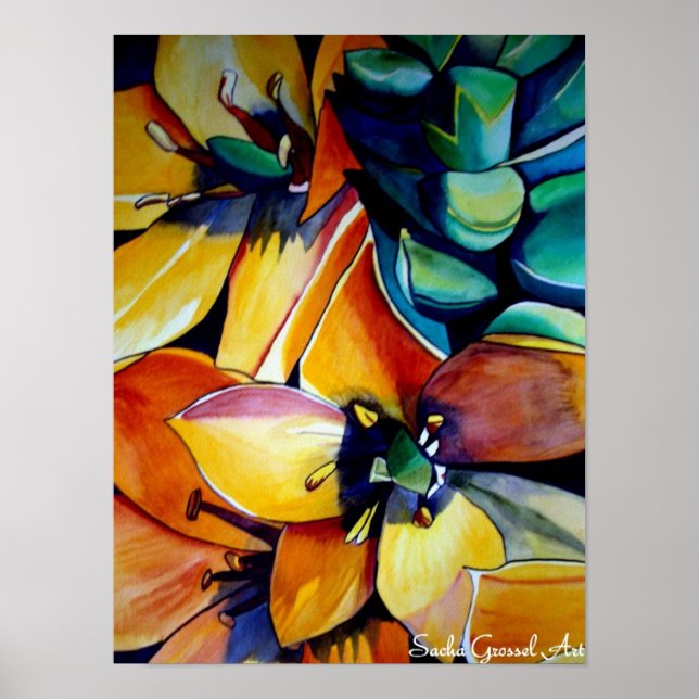 Affiches L'étoile jaune de Bethléem l'aquarelle de fleurs (Devant)