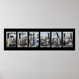 Affiches Lettre alphabet Vintage ELIJAH Nom Art