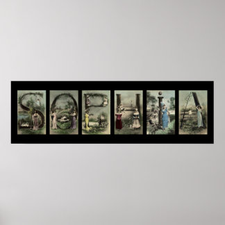 Affiches Lettre alphabet vintage Nom Art