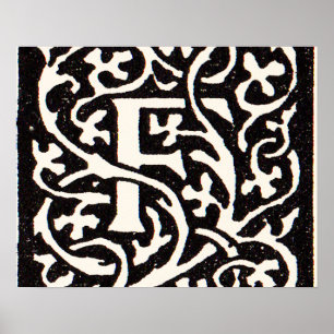 Affiches Lettre Art Nouveau F Monogramme Vintage