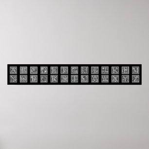 Affiches Lettre décorative ancienne en bois Alphabet