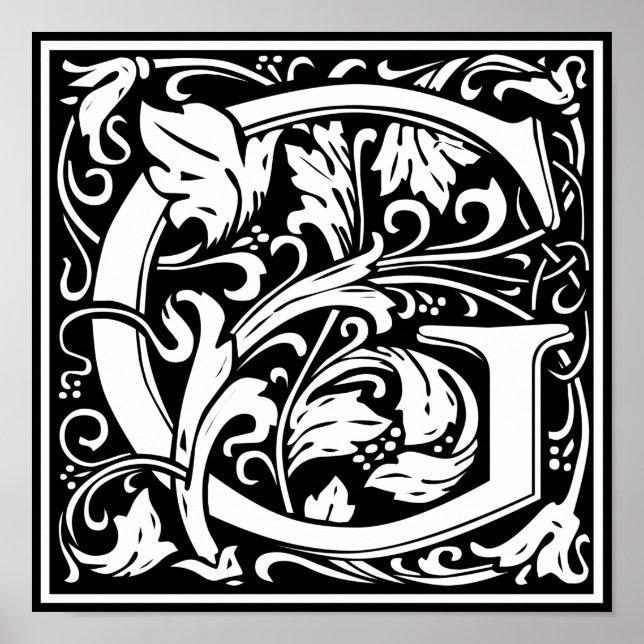 Affiches Lettre G Monogramme médiéval Vintage (Devant)