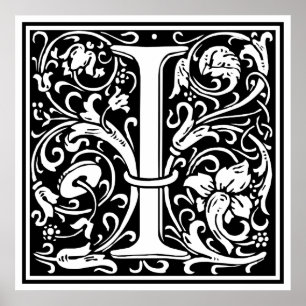 Affiches Lettre I Monogramme Médiéval Art Nouveau