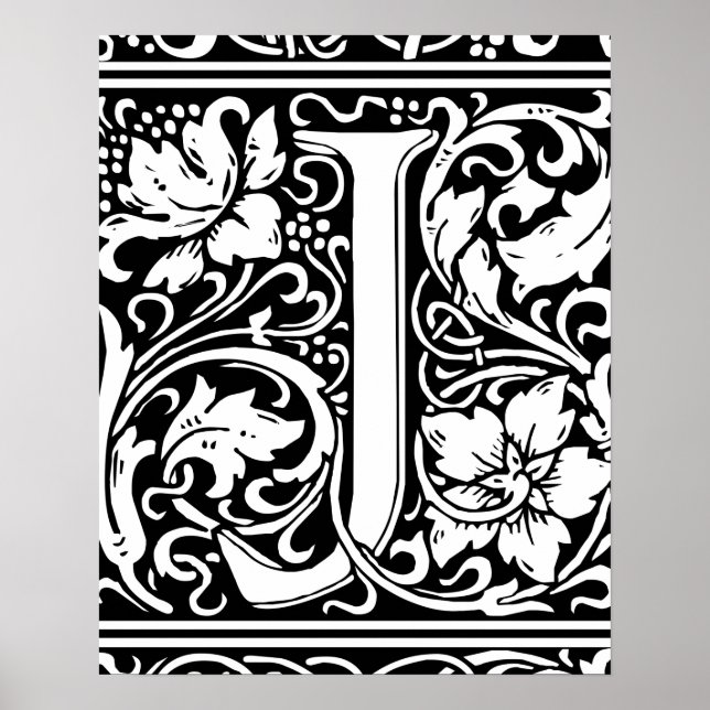 Affiches Lettre J Monogramme Médiéval Vintage Initiale (Devant)