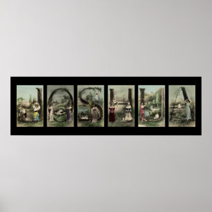 Affiches LETTRE JOSHUA Alphabet Nom Art