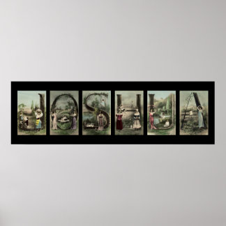 Affiches LETTRE JOSHUA Alphabet Nom Art