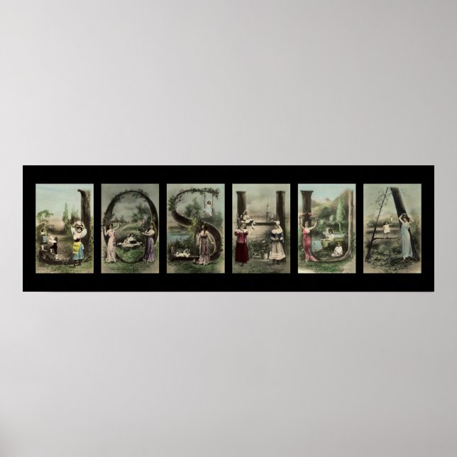 Affiches LETTRE JOSHUA Alphabet Nom Art (Devant)