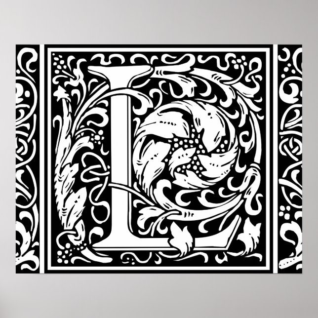 Affiches Lettre L Monogramme Médiéval Vintage Initiale (Devant)