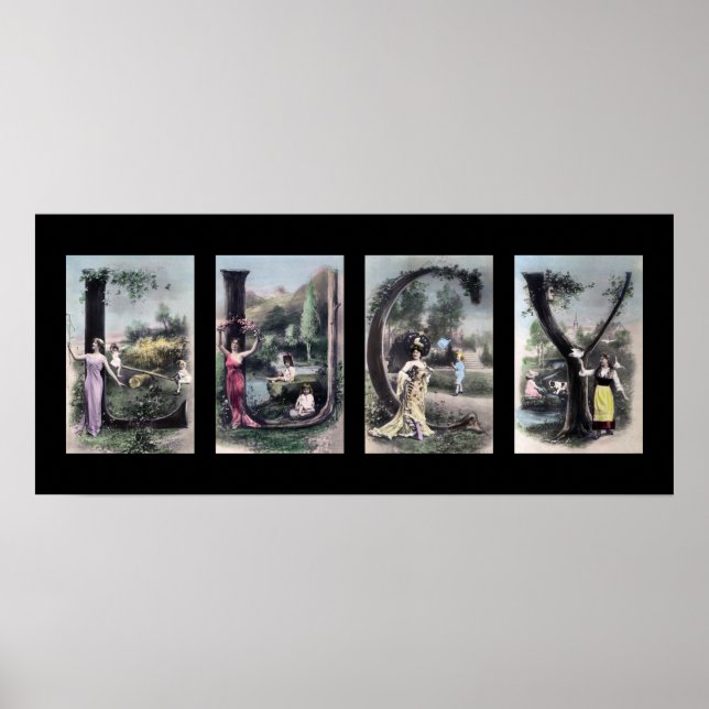 Affiches LETTRE LUCY Vintage Alphabet Nom Art (Devant)