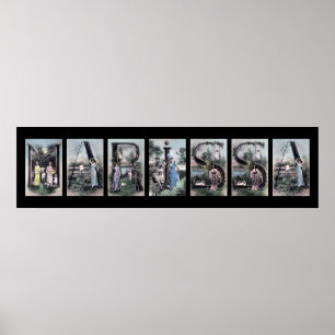Affiches LETTRE Vintage MARISSA Alphabet Nom Art