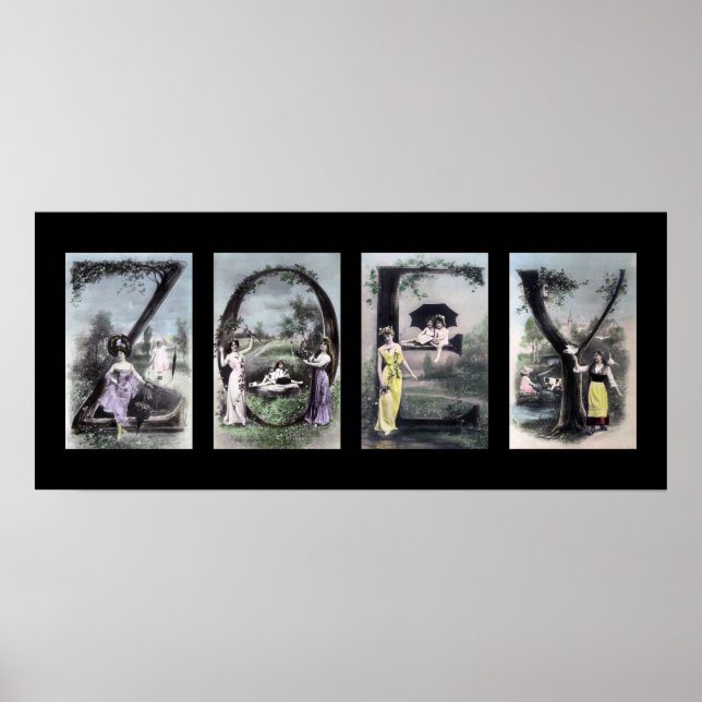 Affiches LETTRE ZOEY Alphabet Nom Art (Devant)