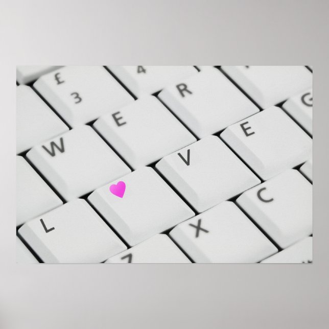 Affiches Lettres d'amour clavier informatique (Devant)