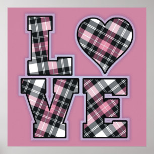 Affiches Lettres d'amour empilées rose et noir