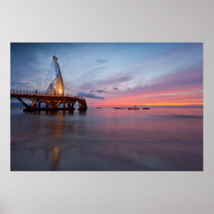 Affiches Lever de la lune et coucher du soleil