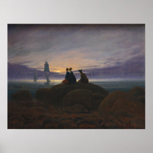 Affiches Lever de lune sur la mer