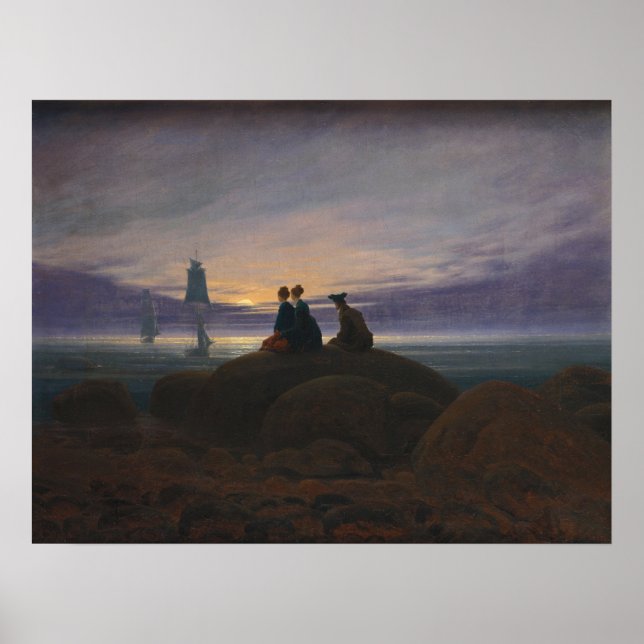 Affiches Lever de lune sur la mer (Devant)