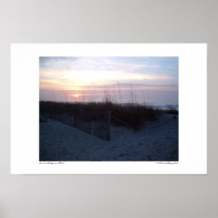 Affiches Lever de soleil avec Seagrass et clôture